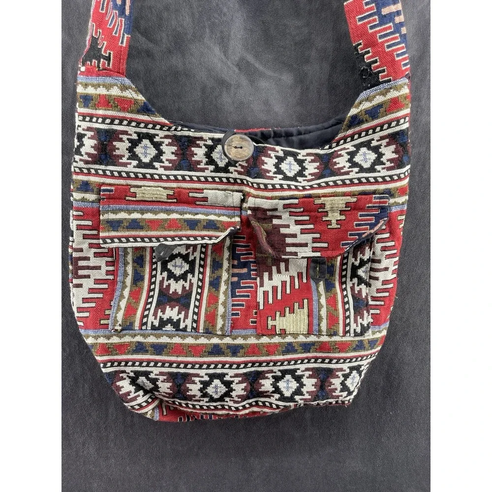Tribe Azure Boho Tapestry Crossbody Shoulder Bag Southwestern Festival Purse